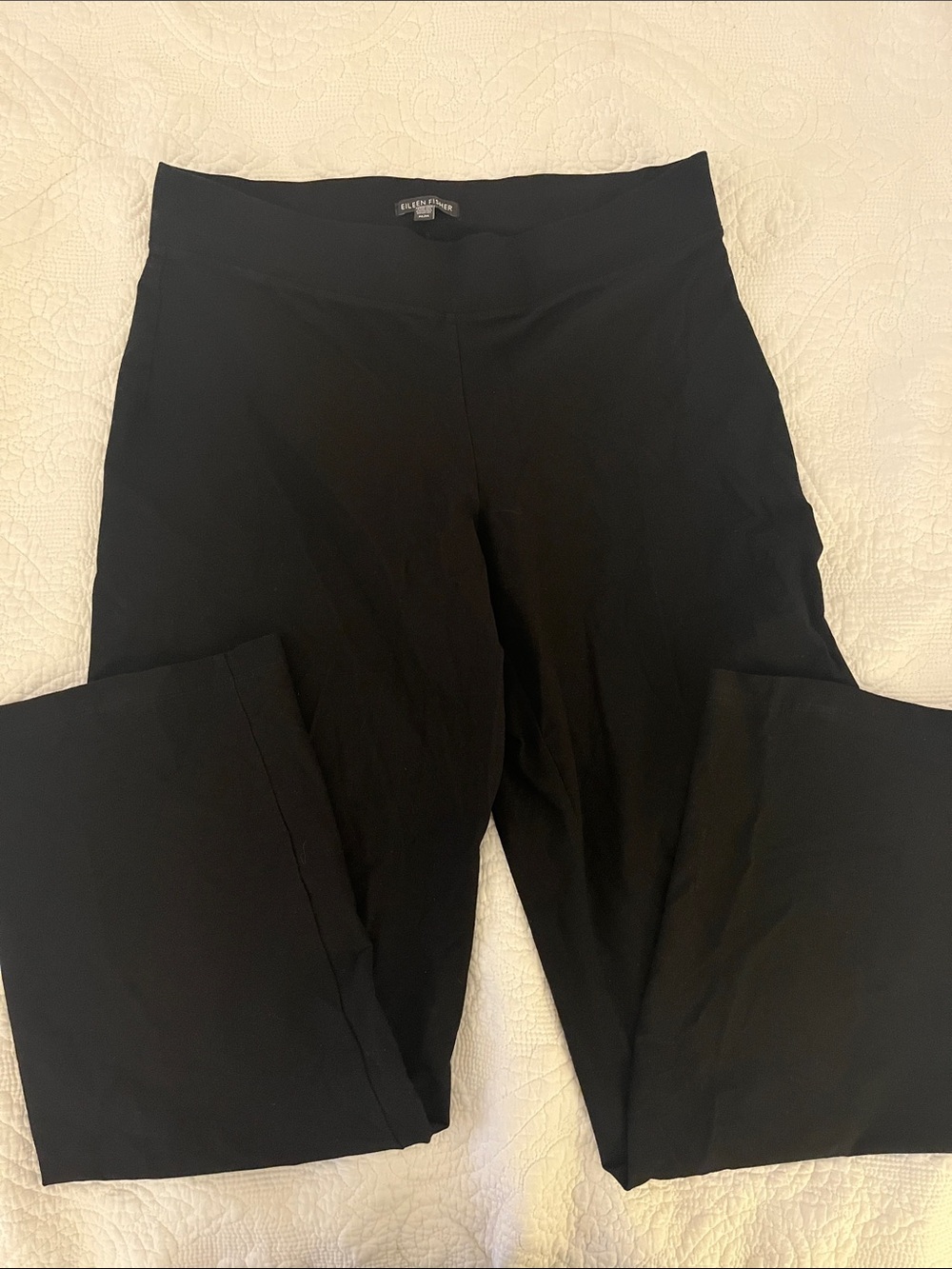 Eileen Fisher Black Straight-Leg Pull on Pants M